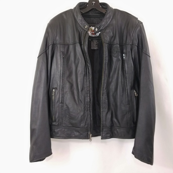 Harley-Davidson Other - Harley Davidson Black Leather Motorcycle Jacket Lg